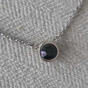Delicate Silver Chain Necklace with Small Black Pendant